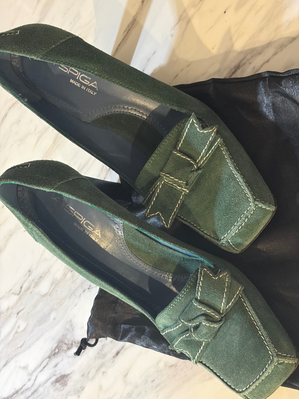 Via Spiga Suede Green Pumps